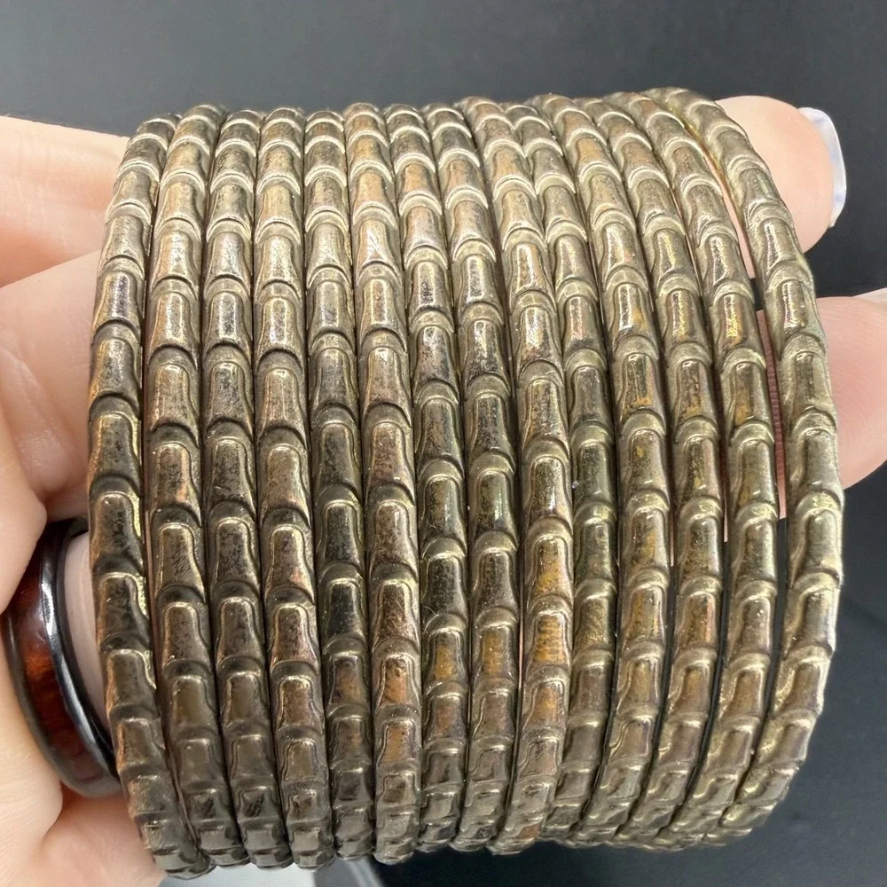 Vintage Bangle Bracelet Wide Stacked Wire 8.5" - Picture 7 of 8